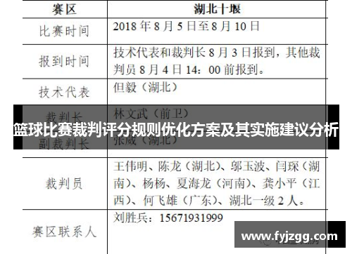 篮球比赛裁判评分规则优化方案及其实施建议分析